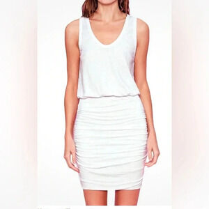 Woman SUNDRY white Sleeveless U Neck Ruched Stretch Dress Sz 0 XS EUC